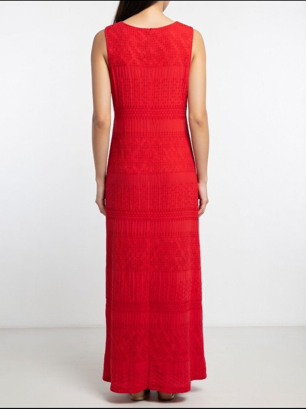 Chico's Size 12 Vibrant Textured Scoop Neck Maxi Dress - Picture 3 of 13